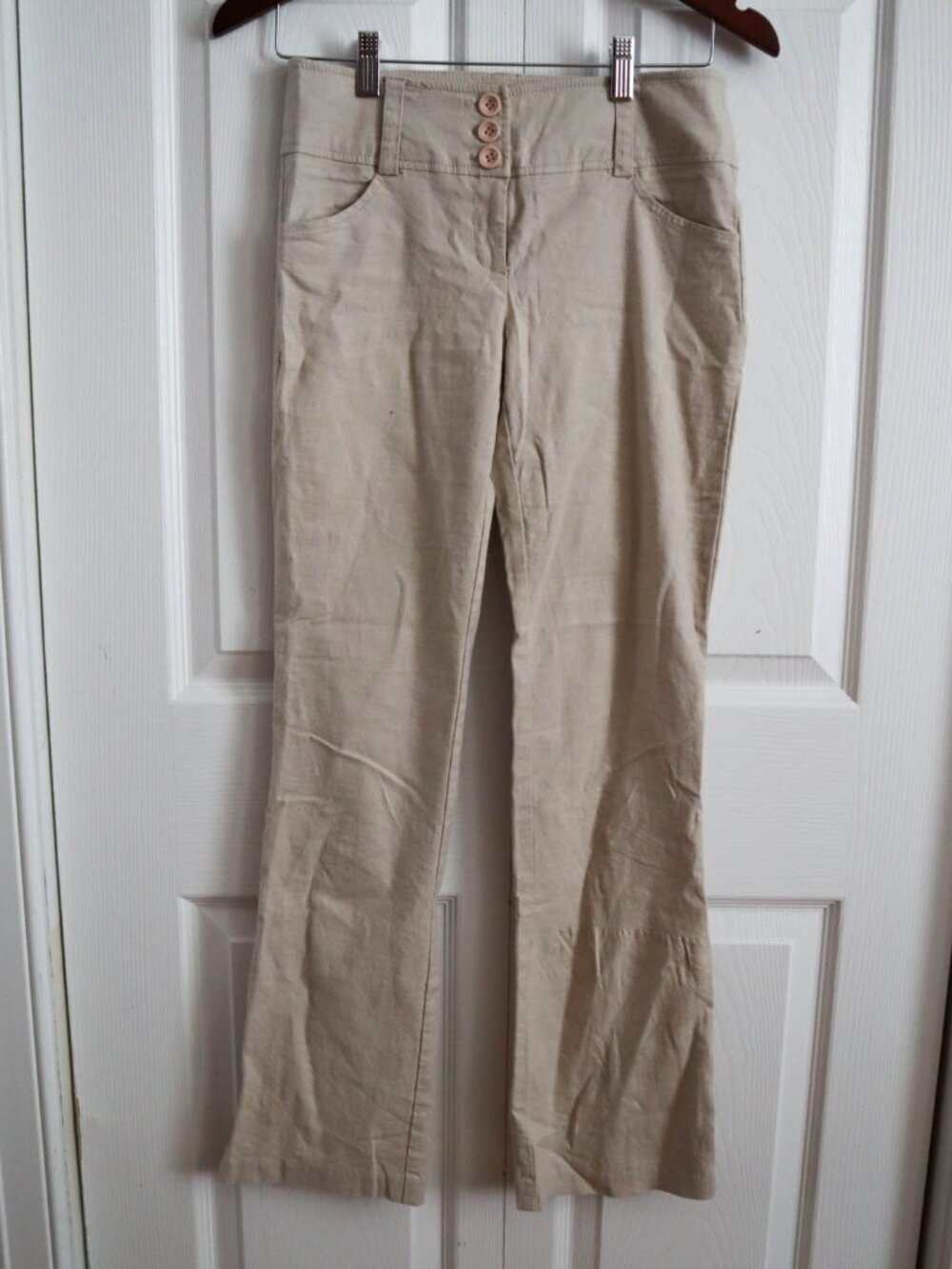 bebe 2b Y2K Linen Blend Trouser Pants Low Rise Boot Cut Flare 30" Waist Sz M